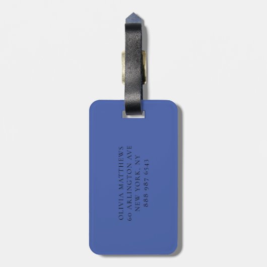 Wereldkaart Blauw reizen Aangepaste Monogram Naam Bagagelabel (Achterkant verticaal)