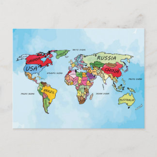 Wereldkaart Briefkaart