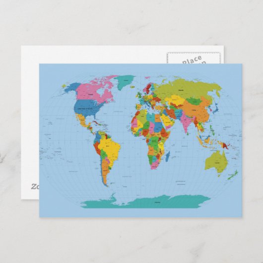 Wereldkaart Bright Briefkaart (Voorkant / Achterkant)