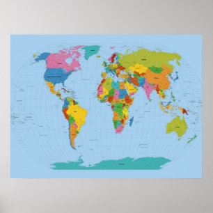 wereldkaart Bright Poster