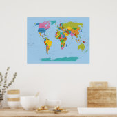 Wereldkaart Bright Poster (Keuken)