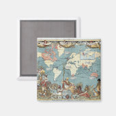 Wereldkaart-Brits Rijk-1886 Magneet (Voorkant / Achterkant)
