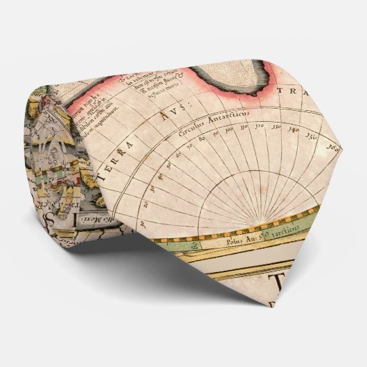  Wereldkaart bruin beige Stropdas (Opgerold)