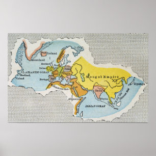 WERELDKAART, c1300. Poster