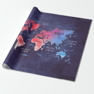 wereldkaart cadeaupapier