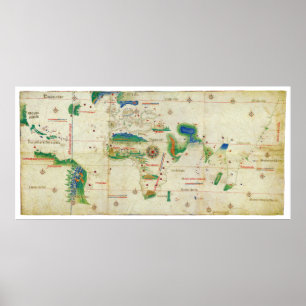 Wereldkaart Cantino Planisphere (1502) Poster