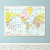 Wereldkaart Canvas Afdruk (Insitu (Houten vloer))