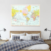 Wereldkaart Canvas Afdruk (Insitu (Slaapkamer))