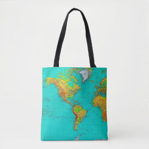 WERELDKAART - CANVAS TAS