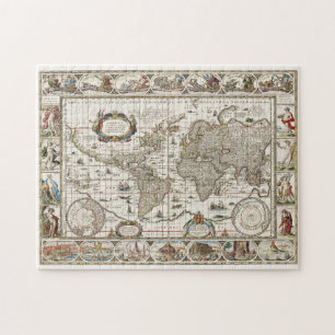  Wereldkaart Cartografie met illustraties Legpuzzel
