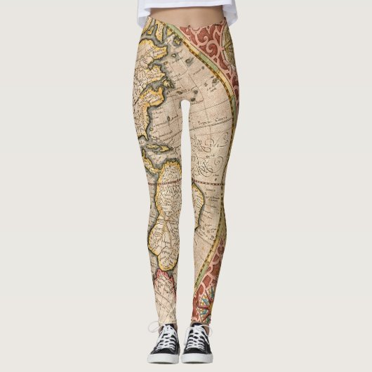  Wereldkaart Chic Leggings (Voorkant)