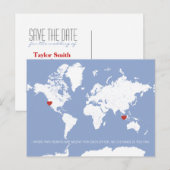  Wereldkaart De datum opslaan Aankondigingskaart (Voorkant / Achterkant)