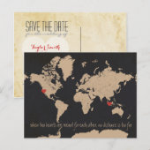 Wereldkaart De datum opslaan Aankondigingskaart (Voorkant / Achterkant)