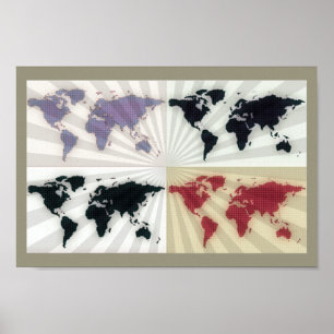 wereldkaart decor poster