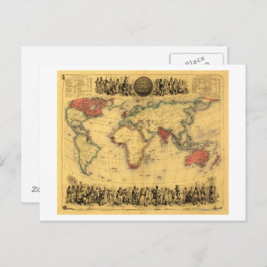 Wereldkaart die de Britse EmpirePanoramic Map toon Briefkaart (Voorkant / Achterkant)