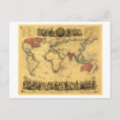 Wereldkaart die de Britse EmpirePanoramic Map toon Briefkaart (Voorkant)
