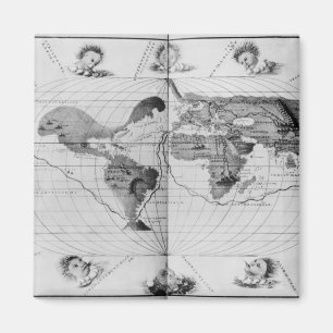Wereldkaart die Magellans wereldreis traceert Magneet