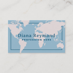 Wereldkaart Elegant Light Blue Visitekaartje
