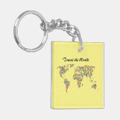 Wereldkaart en reis de wereld rond sleutelhanger (Voorkant Links)