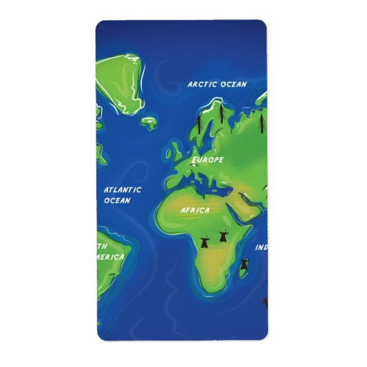 Wereldkaart Etiket (Voorkant)