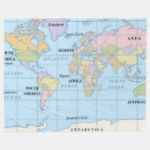 WERELDKAART FLEECE DEKEN (Voorkant (Horizontaal))