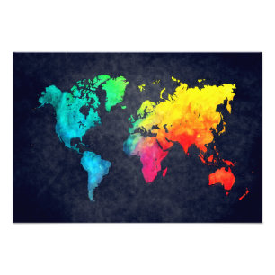 wereldkaart foto afdruk