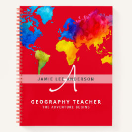 Wereldkaart GEOGRAFIE DOCENT Monogram Journal Notitieboek
