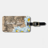  Wereldkaart gepersonaliseerd bloemig Bagagelabel (Voorkant horizontaal)