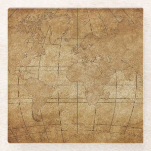 Wereldkaart: Global Exploration Guide Glazen Onderzetter