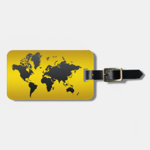 Wereldkaart Gold Black Professional - Modern Bagagelabel