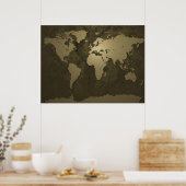 Wereldkaart Gold Poster (Keuken)