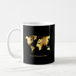 wereldkaart Gold/zwart Koffiemok