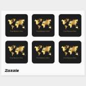 Wereldkaart Gold/zwart Vierkante Sticker (Vel)