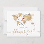 Wereldkaart Goud Wil je mijn BLOEMENMEISJE zijn Ui Kaart (Voorkant)