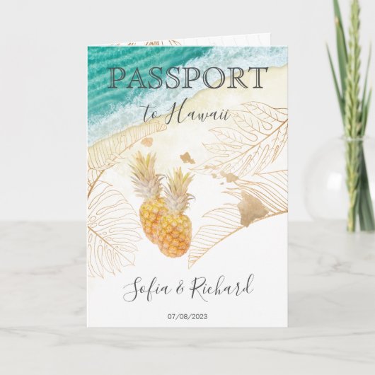 Wereldkaart Hawaii Wedding Destination Passport In (Voorkant)