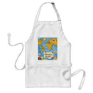 Wereldkaart Heart Pins Adventure wacht op u Standaard Schort