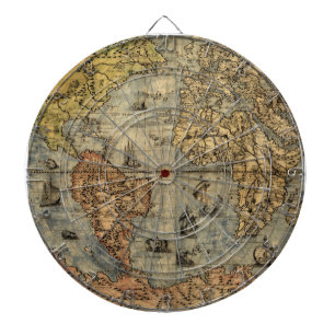 Wereldkaart  Historische Antiek Atlas Dartbord