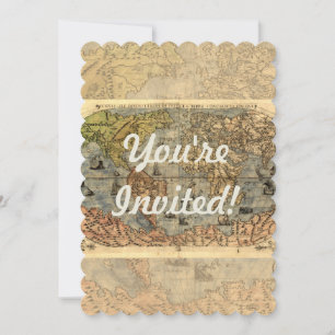 Wereldkaart  Historische Antiek Atlas Kaart