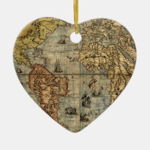 Wereldkaart Historische Antiek Atlas Keramisch Ornament