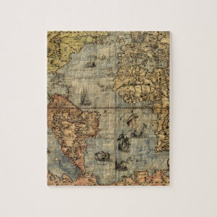 Wereldkaart  Historische Antiek Atlas Legpuzzel