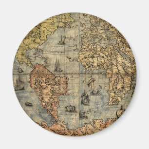 Wereldkaart Historische Antiek Atlas Magneet