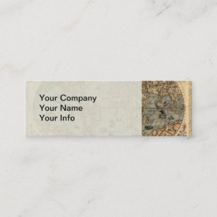 Wereldkaart  Historische Antiek Atlas Mini Visitekaartje