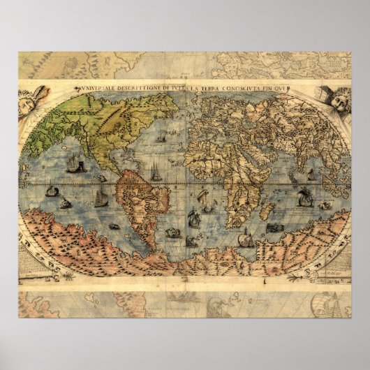 Wereldkaart  historische atlas poster (Voorkant)