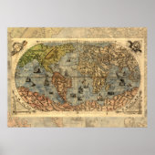 Wereldkaart  historische atlas poster (Voorkant)