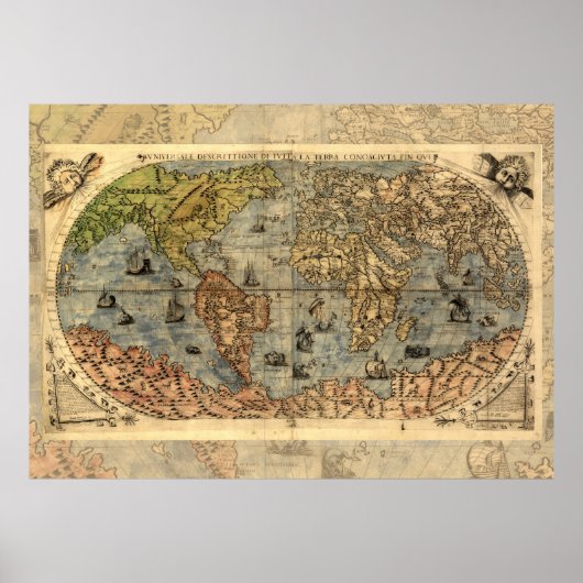 Wereldkaart historische atlas poster (Voorkant)