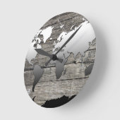 wereldkaart hout 13 ronde klok (Hoek)