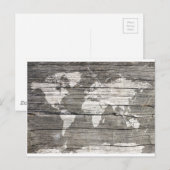 wereldkaart hout 8 briefkaart (Voorkant / Achterkant)