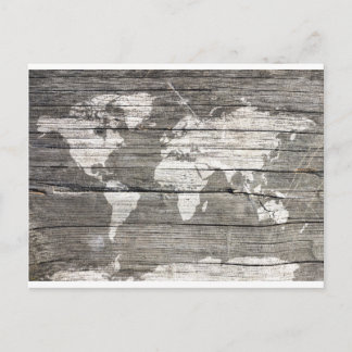 wereldkaart hout 8 briefkaart