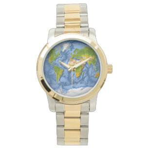 Wereldkaart in een cirkel horloge