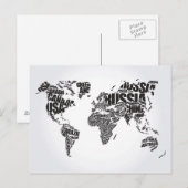 Wereldkaart in Typografie Briefkaart (Voorkant / Achterkant)